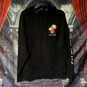 Salty Crew Hoodie Men's XL Black Cotton Palm Tree Sunset Graphic Drawstring